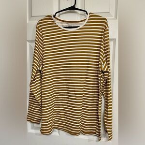 Croft & Barrow Mustard and White Striped Long Sleeve Top